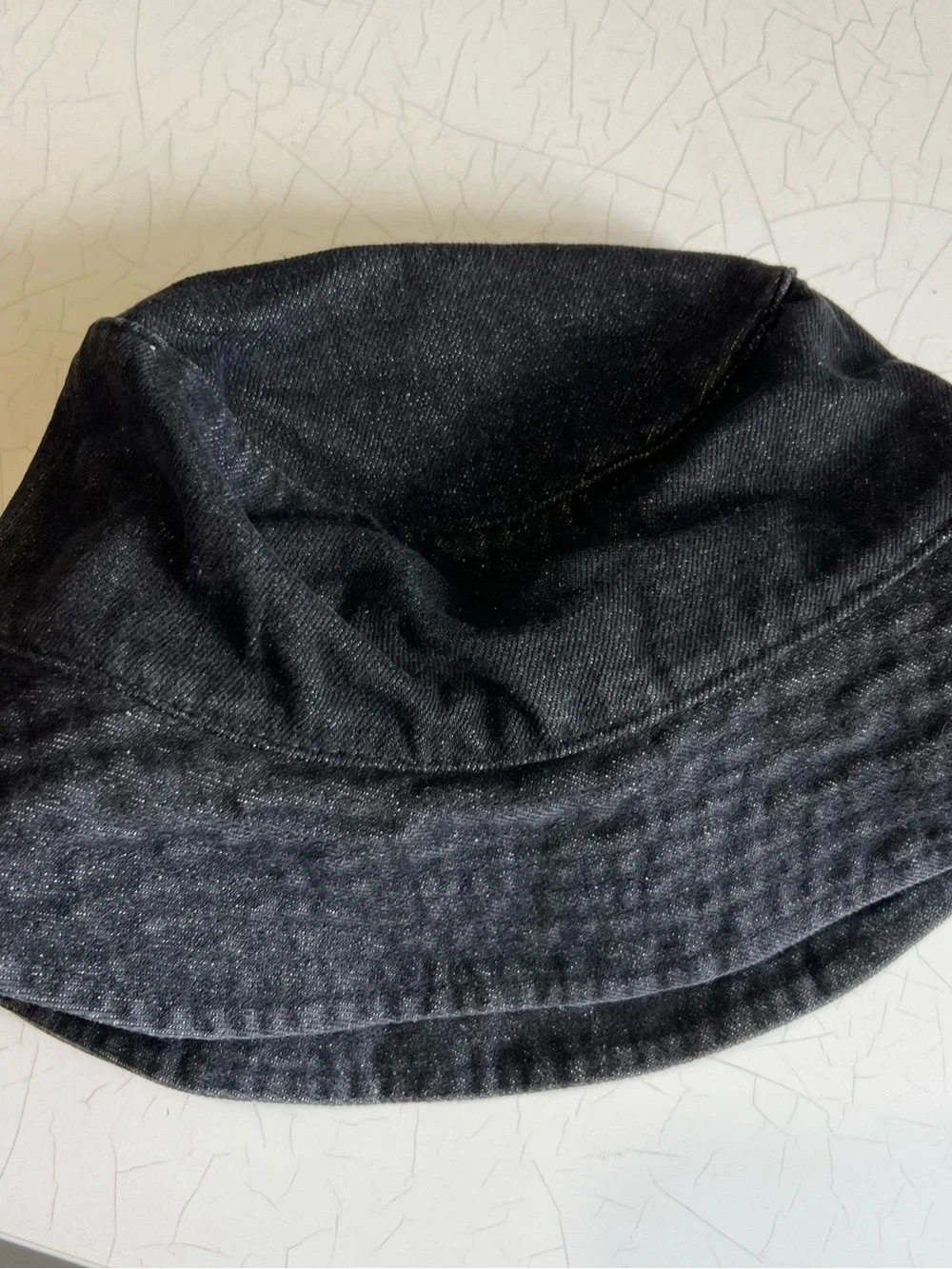 Alo Black Denim Bucket Hat with White Logo embroidered